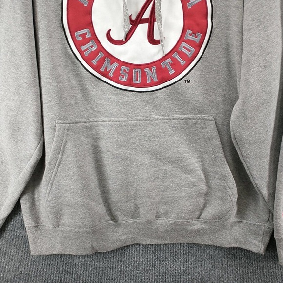 E5 Men's Alabama Crimson Tide Drawstring Hoodie Gray S Long Sleeve Cotton Blend - Picture 4 of 12
